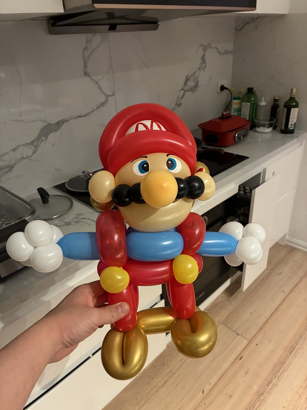 Mario, fresh off the pump — kitchen quality check.
